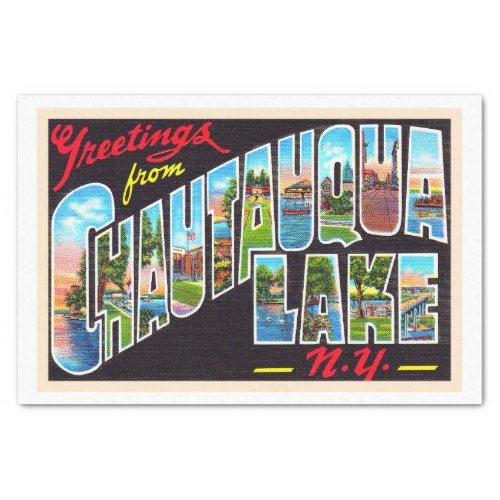 Chautauqua Lake New York NY Large Letter Postcard Tissue Paper