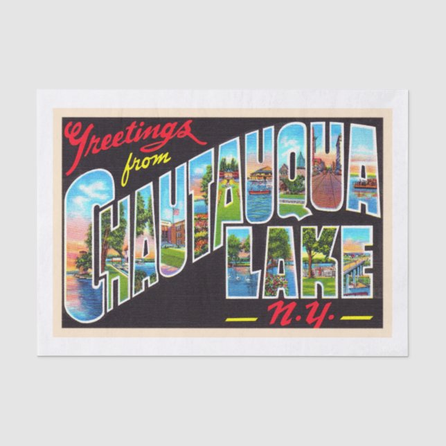 Chautauqua Lake New York NY Large Letter Postcard Tissue Paper (Front)