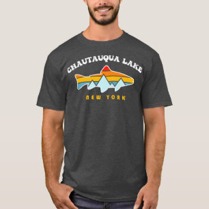 Chautauqua Lake New York NY Retro Sunset Fishing   T-Shirt