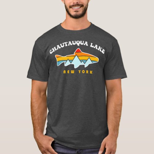 Chautauqua Lake New York NY Retro Sunset Fishing   T_Shirt