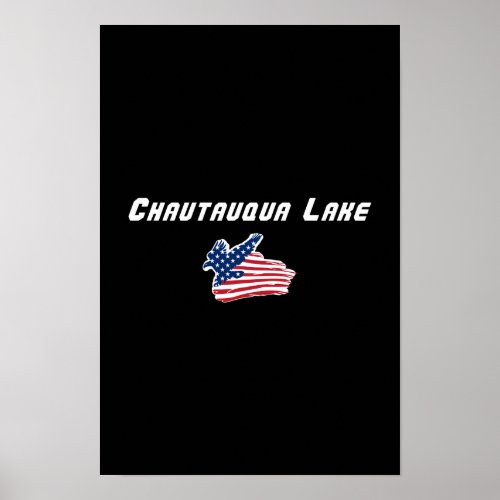 Chautauqua Lake New York Patriotic Eagle Art Poster
