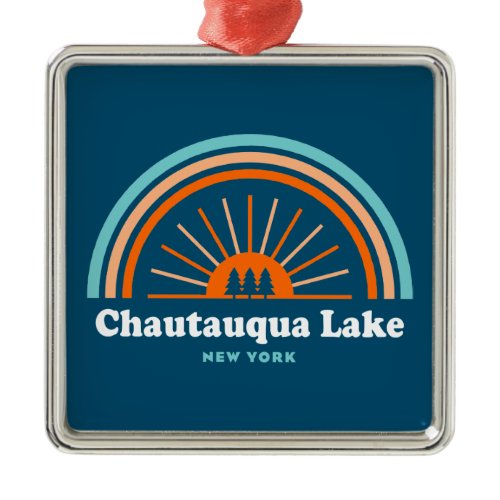 Chautauqua Lake New York Rainbow Metal Ornament