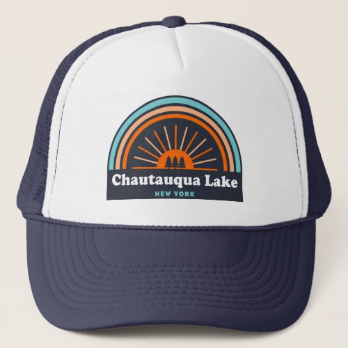 Chautauqua Lake New York Rainbow Trucker Hat
