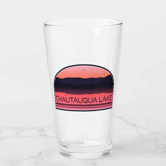 Chautauqua Lake New York Red Sunrise Glass (Front)