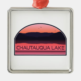 Chautauqua Lake New York Red Sunrise Metal Ornament