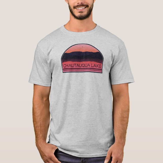 Chautauqua Lake New York Red Sunrise T-Shirt (Front)