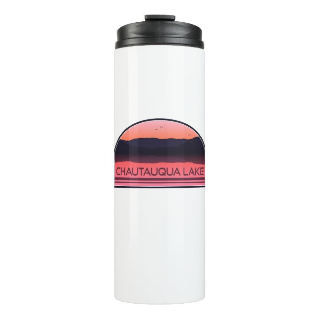 Chautauqua Lake New York Red Sunrise Thermal Tumbler (Front)