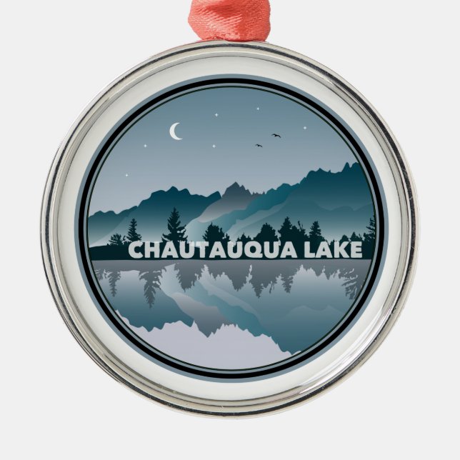 Chautauqua Lake New York Reflection Metal Ornament (Front)