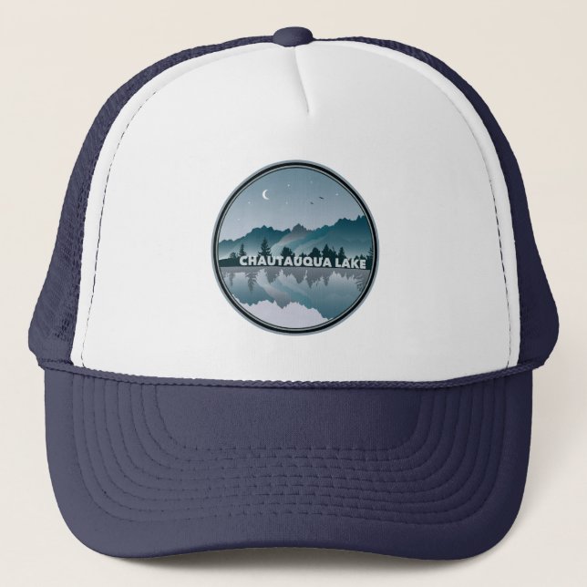 Chautauqua Lake New York Reflection Trucker Hat (Front)