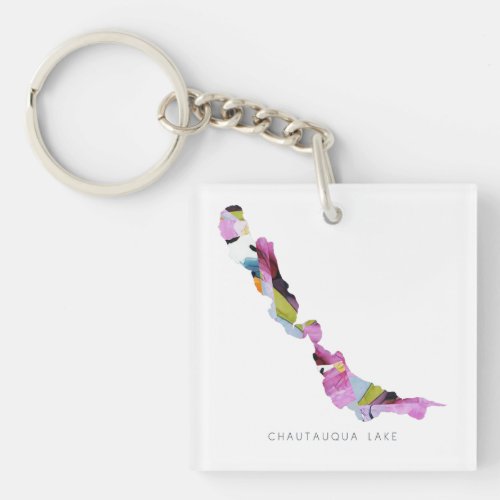 Chautauqua Lake Silhouette Map Keychain