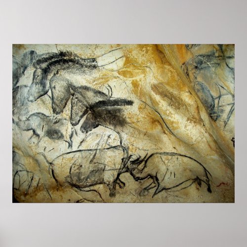 Chauvet Cave Horses and other Wildlife Painting Poster