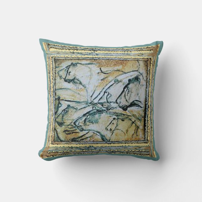 Chauvet Cave Lions Throw Pillow (Front)