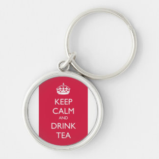 Chaveiro keep calm and drink tea rose keychain