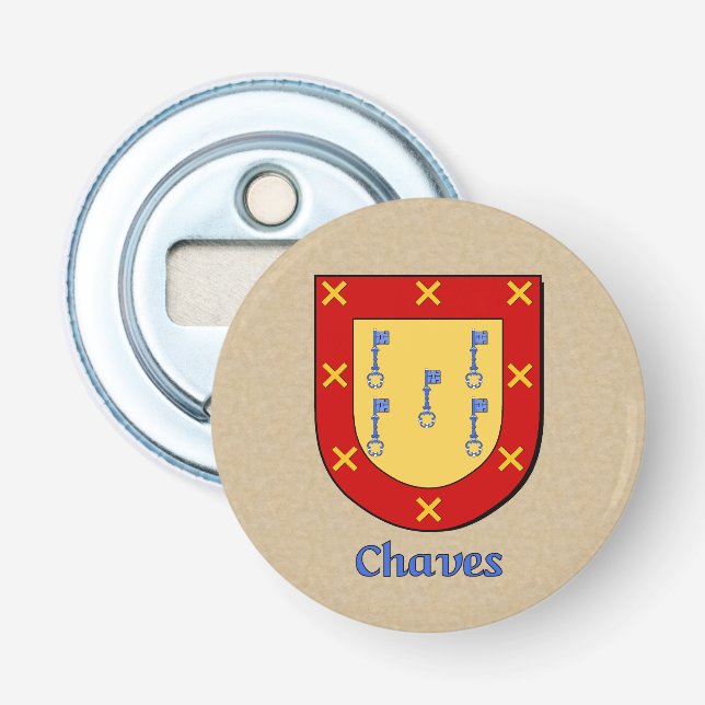 Chaves Heraldic Arms on Parchment Style Back Bottle Opener (Front)