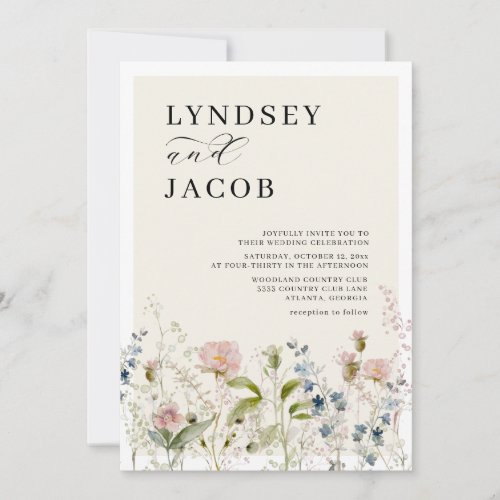 Chc Watercolor Wildflower Floral Wedding Invitation