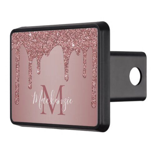 Chci Rose Gold Sparkle Dripping Glitter Monogram Hitch Cover