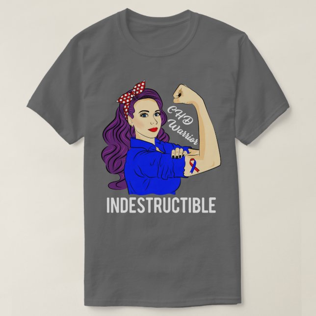 CHD Awareness Gifts Warrior Indestructible Heart T-Shirt (Design Front)