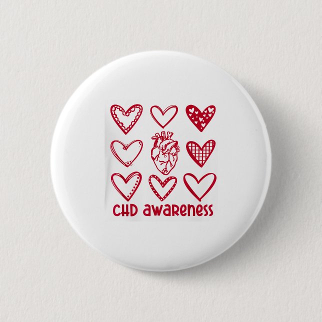 Chd Awareness Heart Anatomical Heart Disease Month Button (Front)
