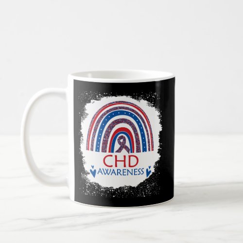 Chd Awareness Heart Disease Bleached Rainbow Blue  Coffee Mug