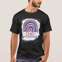 CHD Awareness Heart Disease Bleached Rainbow Blue T-Shirt