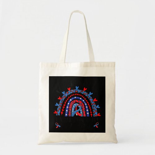 CHD Awareness Rainbow Blue Red Ribbon I Wear Blue  Tote Bag