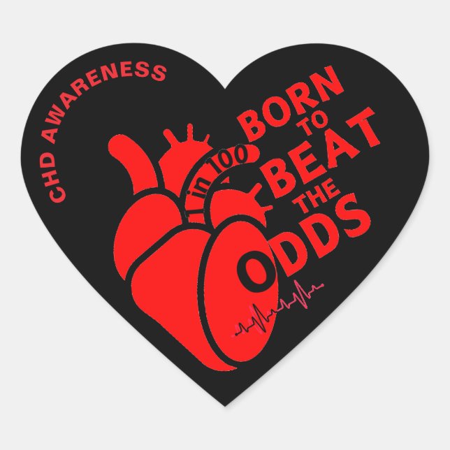 CHD Born to beat the Odds Heart Sticker (Front)