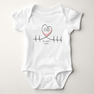 CHD EKG Heart Warrior Baby Jersey Bodysuit