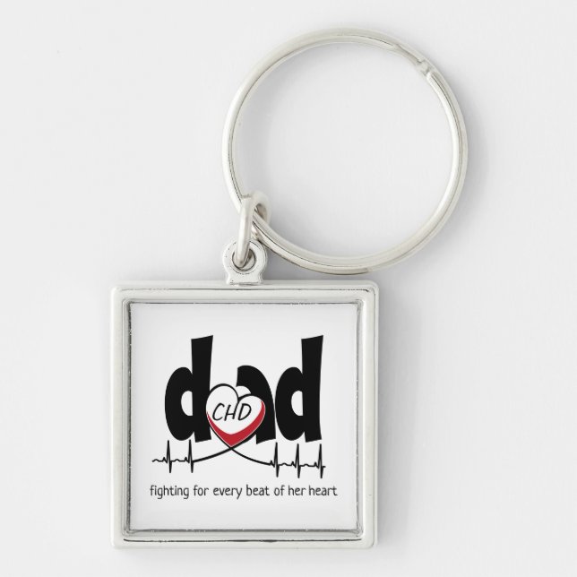 CHD Heart Dad Customizable Heartbeat Keychain (Front)