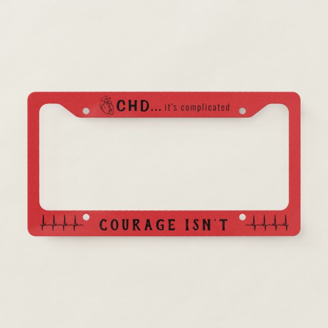 CHD Heart Sketch EKG License Plate Frame (Front)
