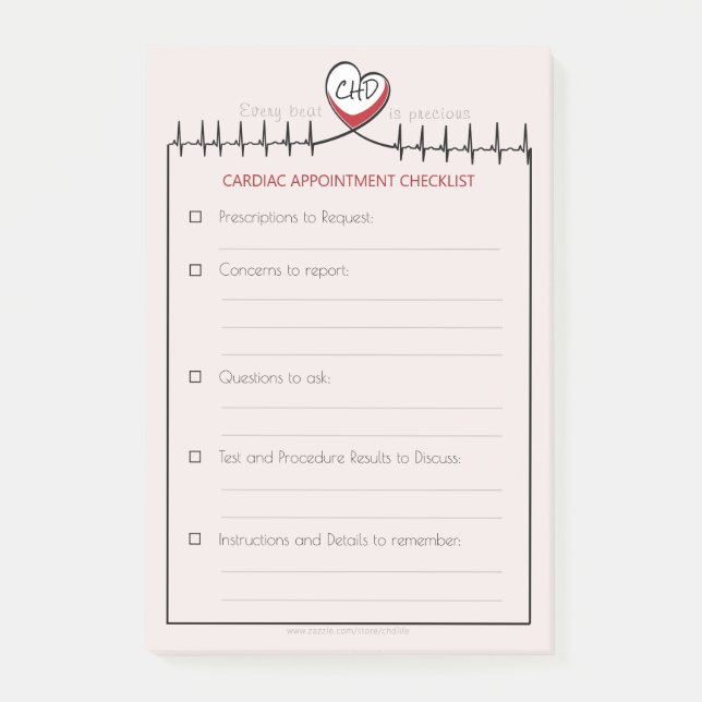 CHD Heartbeat Appointment Notes (Front)