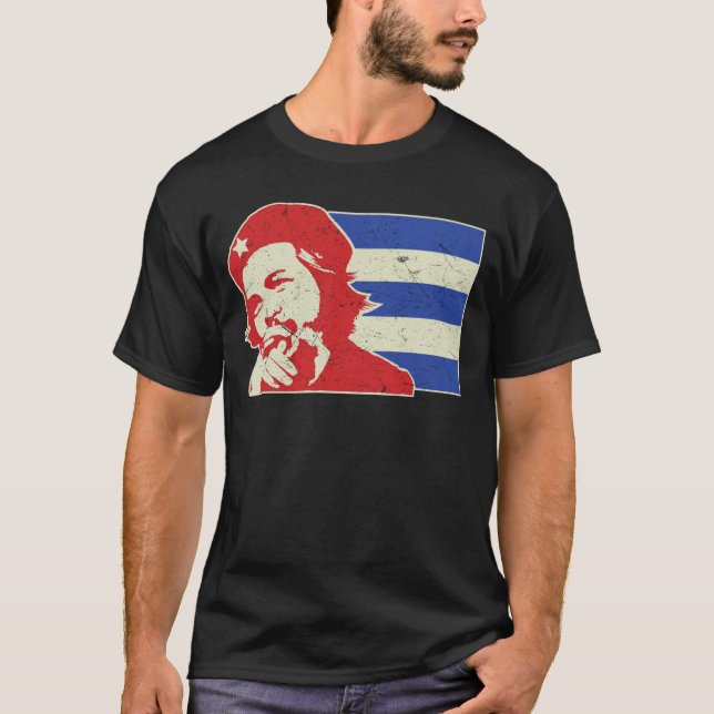 Che Guevara Cuban Flag  T-Shirt (Front)