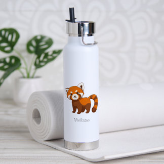 Che Red Panda Custom Name Water Bottle