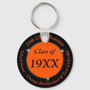 Cheap 20th Class Reunion Gifts, Orange and Black Keychain