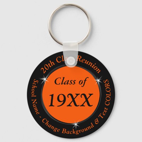 Cheap 20th Class Reunion Gifts Orange and Black Keychain