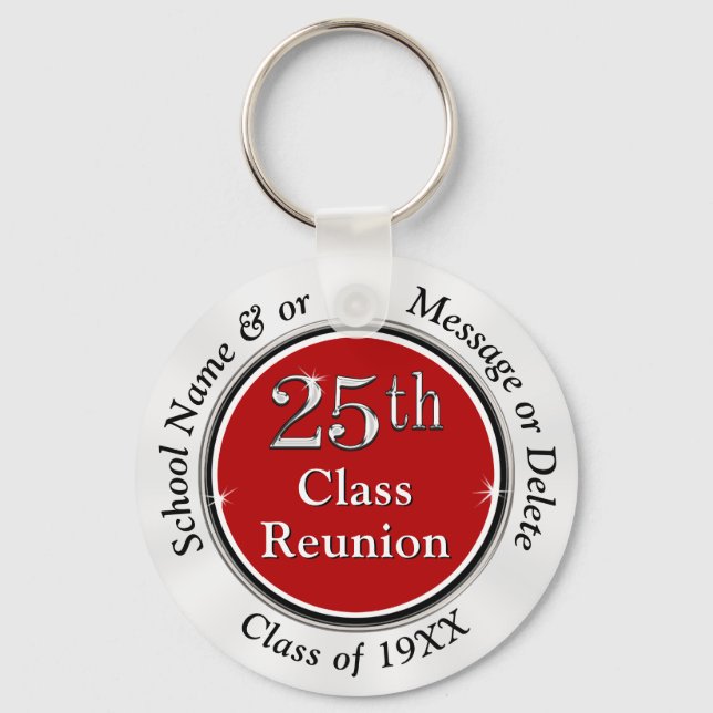 Cheap 25th Class Reunion Party Favors Personalized Keychain (Front)
