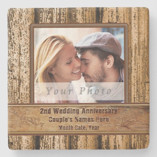 Cheap 2nd Anniversary Gifts for Him and Her Rustic Stone Coaster