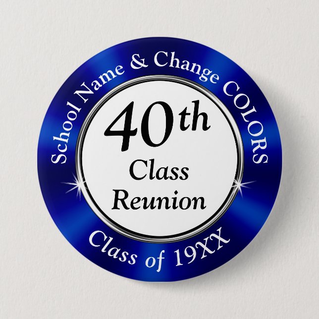 Cheap, 40 year Class Reunion Party Favors, BULK Button (Front)