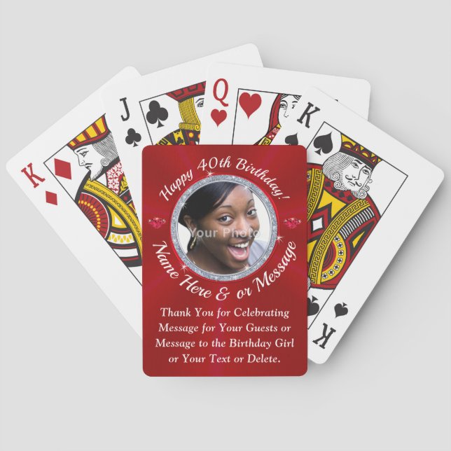Cheap 40th Birthday Gifts or 40th Birthday Favors, Poker Cards (Back)