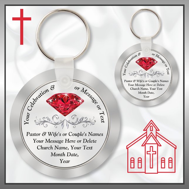 Cheap 40th Church Anniversary Favors or YOUR YEAR Keychain (40th Church Anniversary, Souvenirs. Christian, 40th Anniversary Favors. 40th pastoral anniversary.)