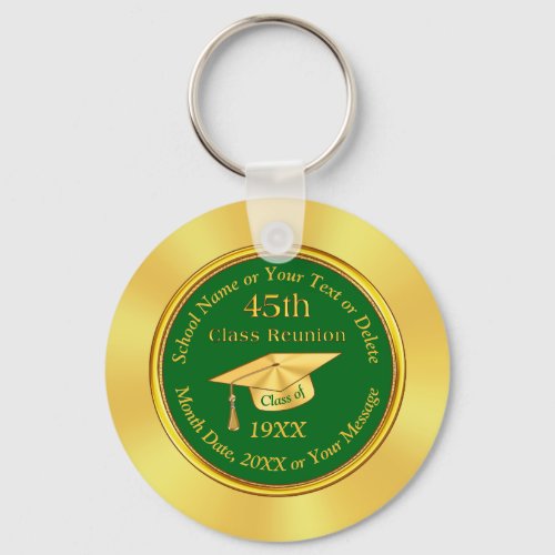 Cheap 45th Class Reunion Souvenirs Green and Gold Keychain