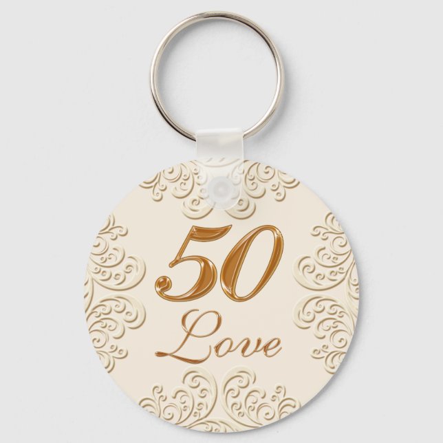 Cheap 50th Anniversary Party Favors Keychains (Front)