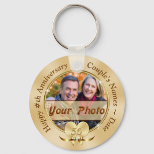 Cheap 50th Anniversary Party Favors PHOTO and TEXT Keychain