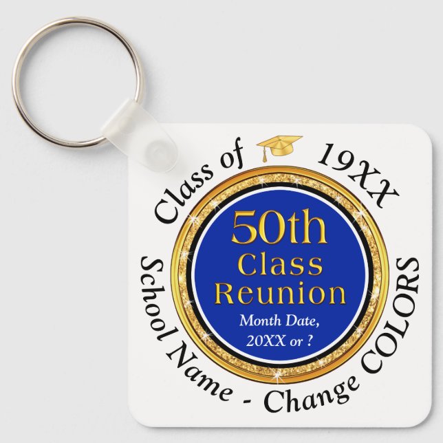Cheap, 50th Class Reunion Gifts, Change COLORS Keychain (Front)