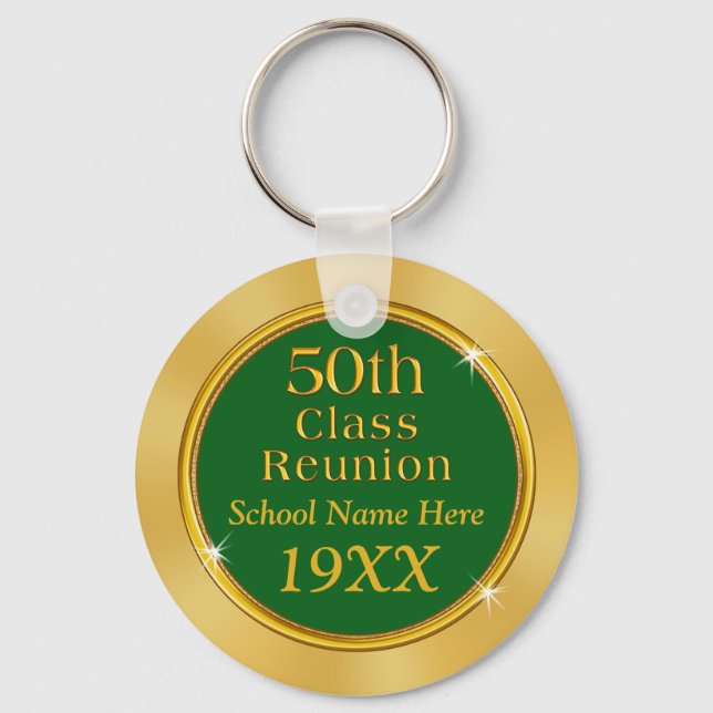 Cheap 50th Class Reunion Keychains, School Name Keychain (Front)