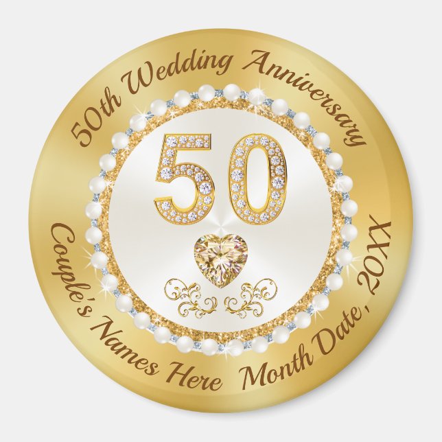 Cheap, 50th Wedding Anniversary Favors Souvenirs Magnet (Front)