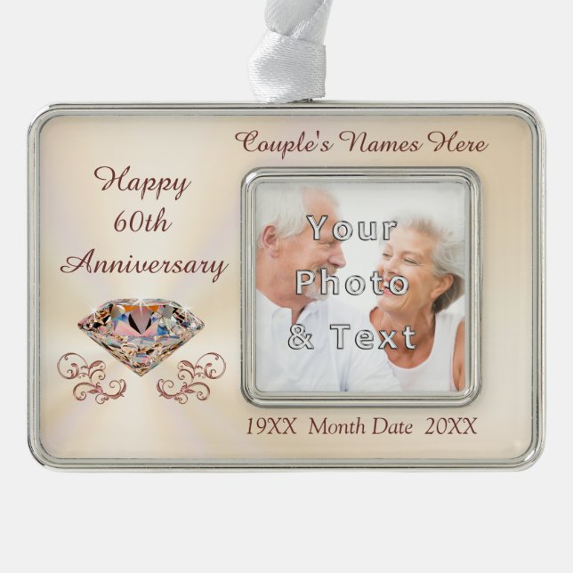 Cheap 60th Personalized Anniversary Ornaments (Front)