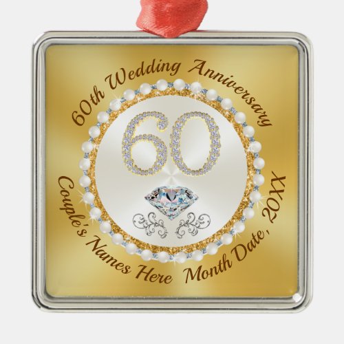 Cheap 60th Wedding Anniversary Party Favors Keych Metal Ornament