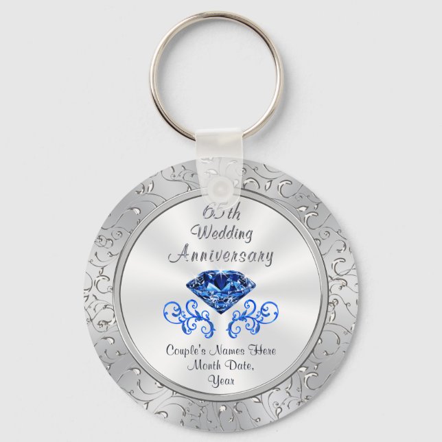 Cheap 65th Wedding Anniversary Party Favors Keychain (Front)