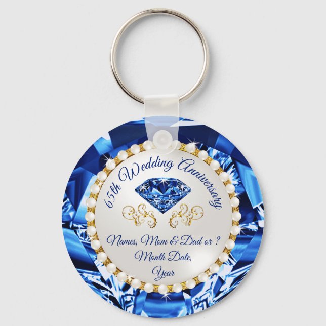 Cheap, 65th Wedding Anniversary Party Favors,  Keychain (Front)