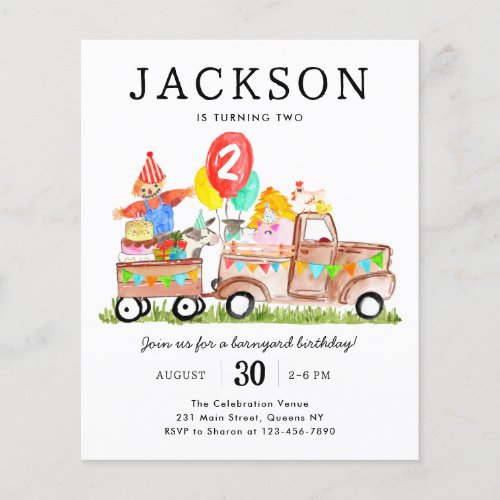 Cheap Barnyard Animals Truck Kids Farm Birthday Flyer